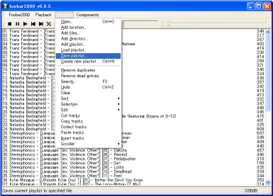 Creating a playlist with foobar2000